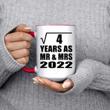 2nd Anniversary Square Root of 4 Years As Mr & Mrs 2022 - 15oz Accent Mug Red