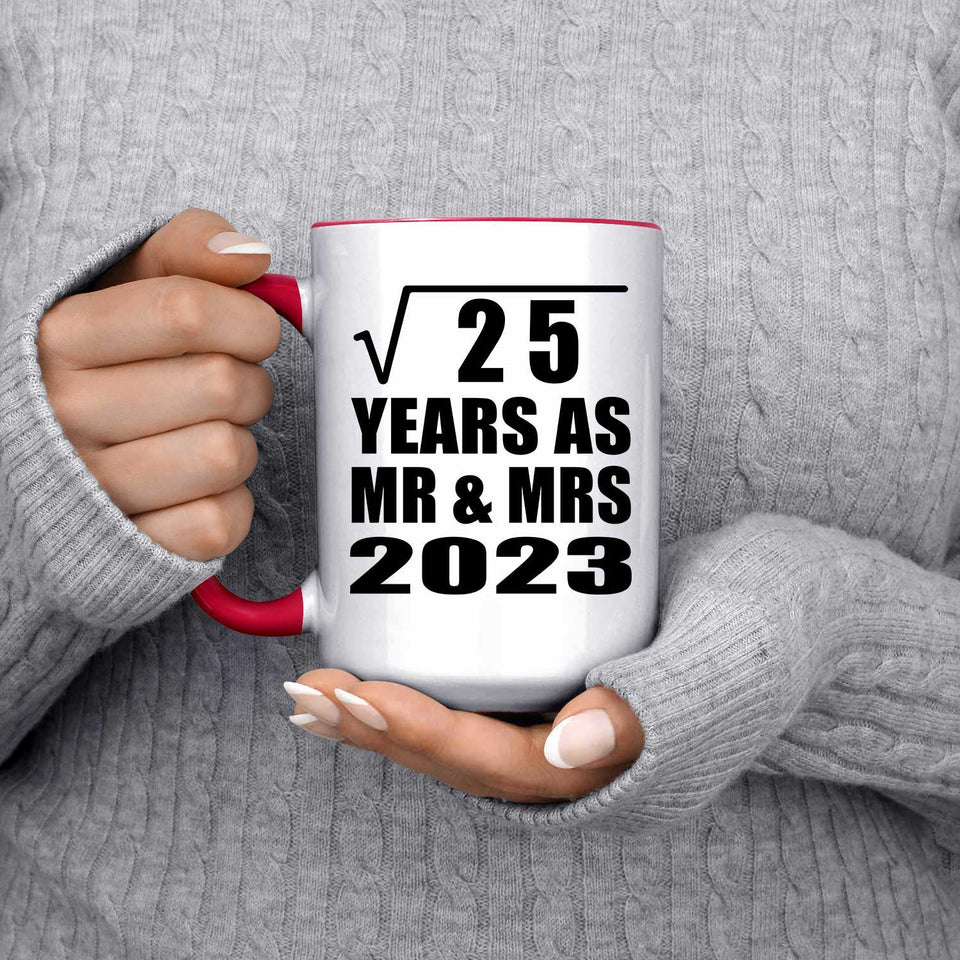 5th Anniversary Square Root of 25 Years As Mr & Mrs 2023 - 15oz Accent Mug Red