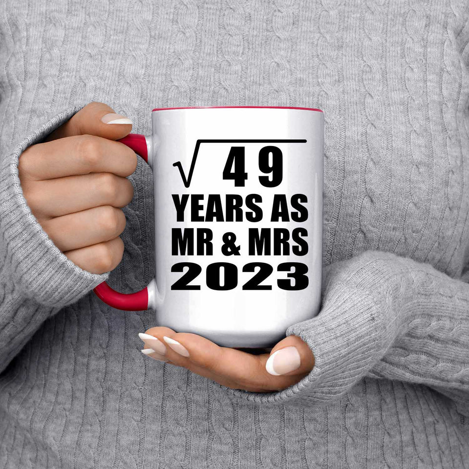 7th Anniversary Square Root of 49 Years As Mr & Mrs 2023 - 15oz Accent Mug Red