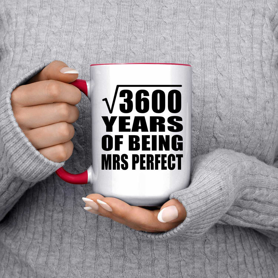 60th Anniversary Square Root of 3600 Years of Mrs Perfect - 15oz Accent Mug Red