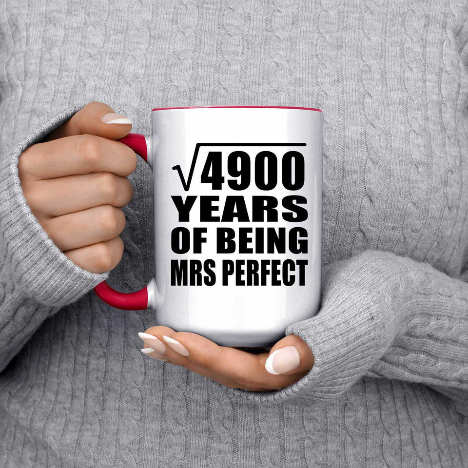 70th Anniversary Square Root of 4900 Years of Mrs Perfect - 15oz Accent Mug Red