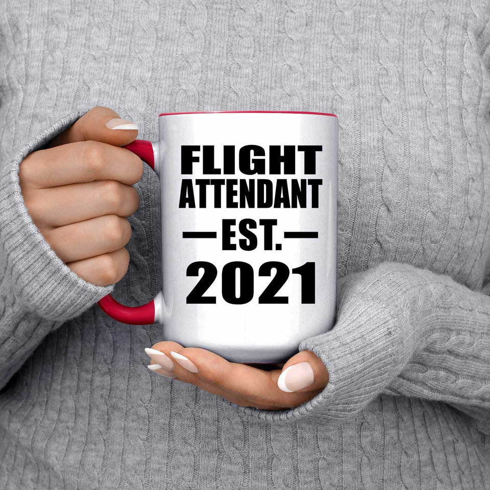 Flight Attendant Established EST. 2021 - 15oz Accent Mug Red