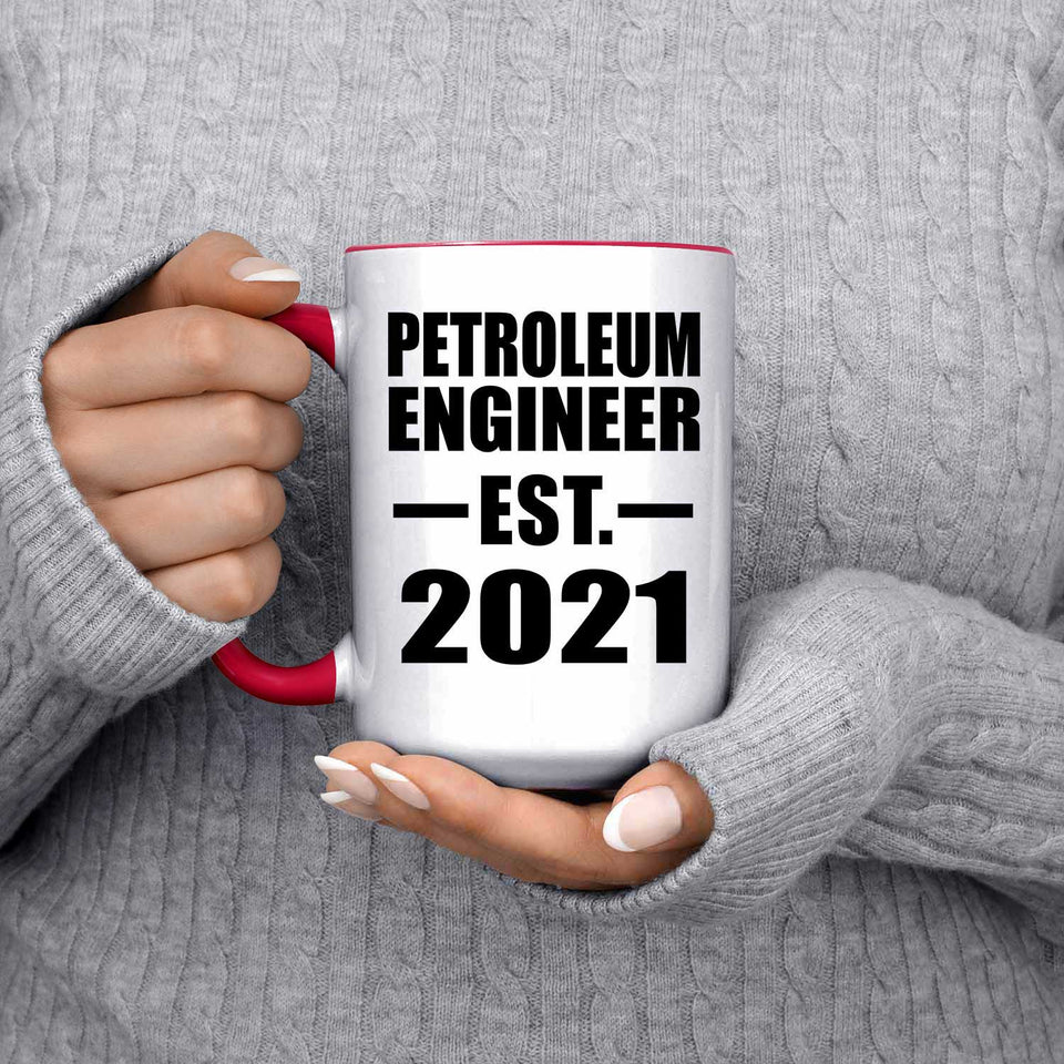Petroleum Engineer Established EST. 2021 - 15oz Accent Mug Red