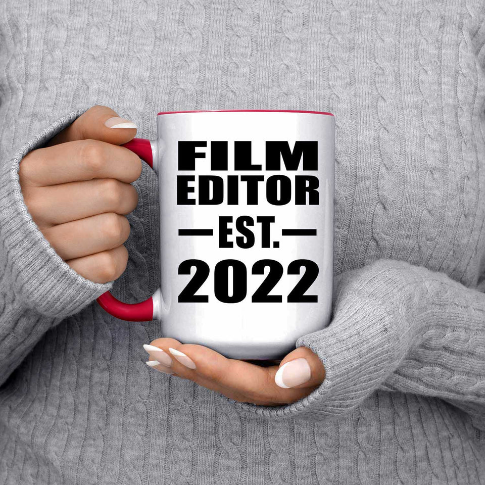 Film Editor Established EST. 2022 - 15oz Accent Mug Red