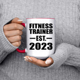 Fitness Trainer Established EST. 2023 - 15oz Accent Mug Red