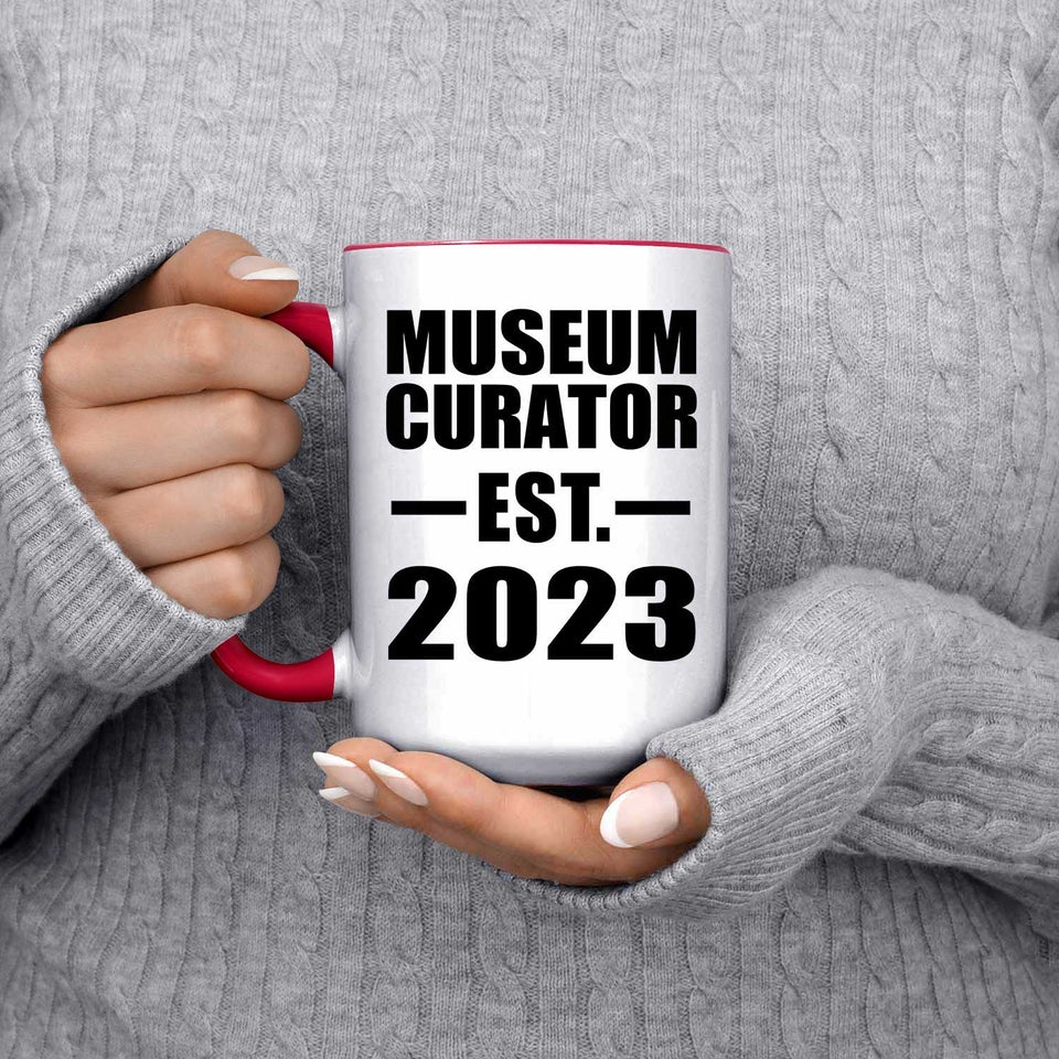 Museum Curator Established EST. 2023 - 15oz Accent Mug Red