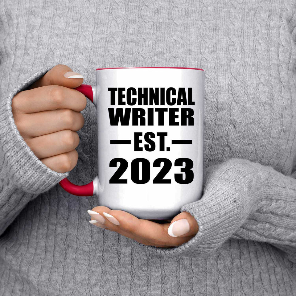 Technical Writer Established EST. 2023 - 15oz Accent Mug Red