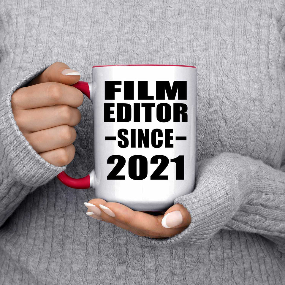 Film Editor Since 2021 - 15oz Accent Mug Red