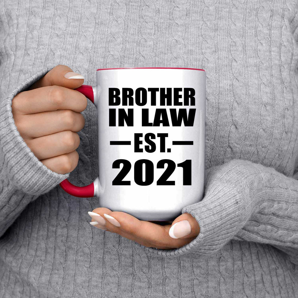 Brother In Law Established EST. 2021 - 15oz Accent Mug Red