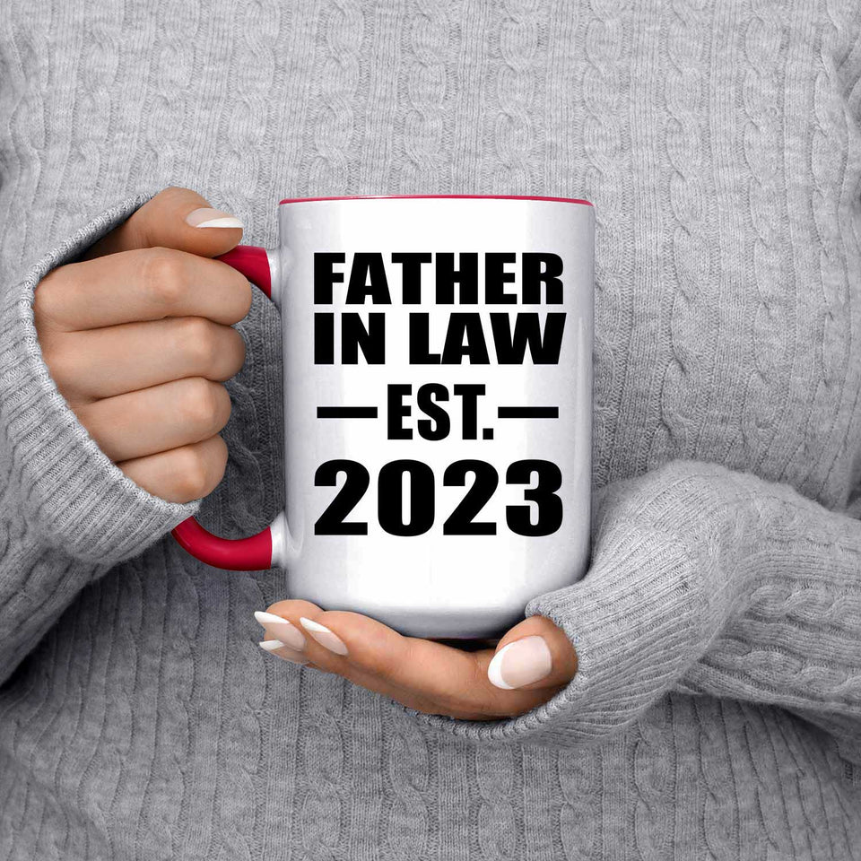 Father In Law Established EST. 2023 - 15oz Accent Mug Red
