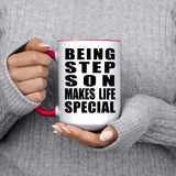 Being Step Son Makes Life Special - 15oz Accent Mug Red