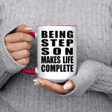 Being Step Son Makes Life Complete - 15oz Accent Mug Red