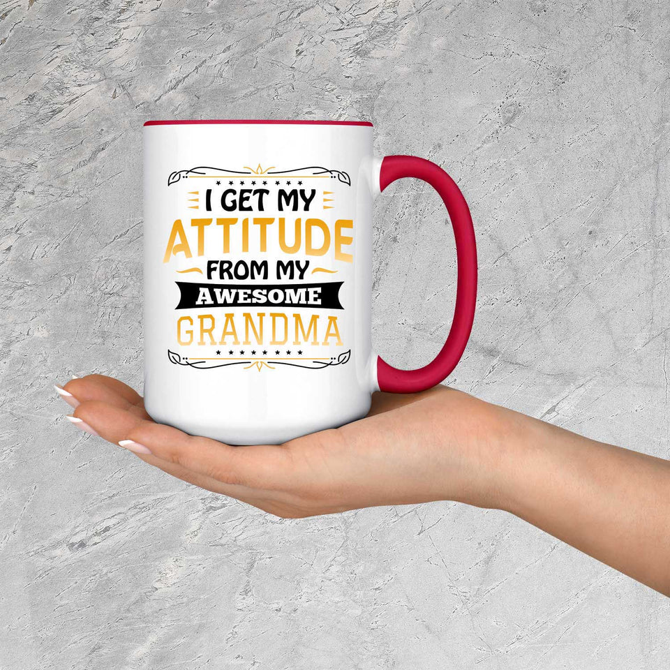 I Get My Attitude From My Awesome Grandma - 15oz Accent Mug Red