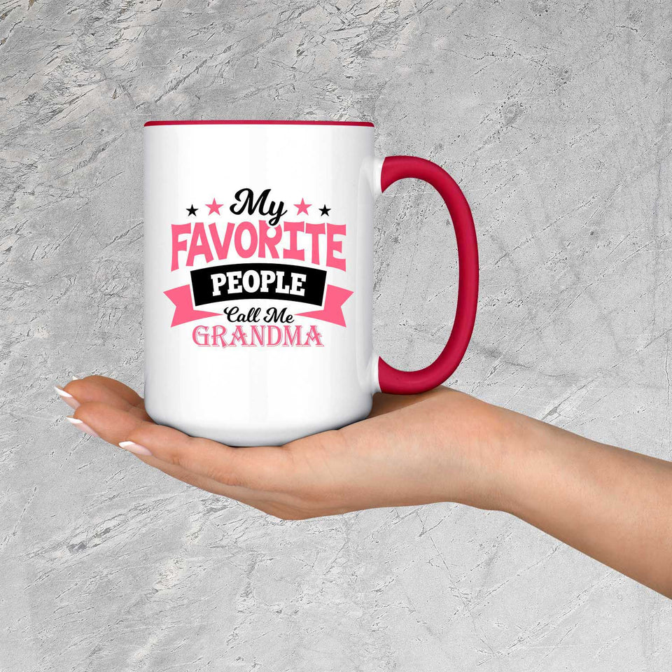 My Favorite People Call Me Grandma - 15oz Accent Mug Red