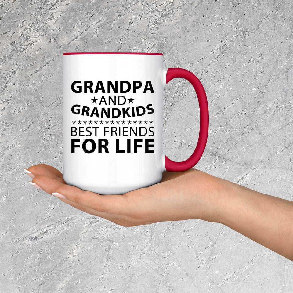 Grandpa and Grandkids, Best Friends For Life - 15oz Accent Mug Red