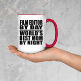 Film Editor By Day World's Best Mom By Night - 15oz Accent Mug Red