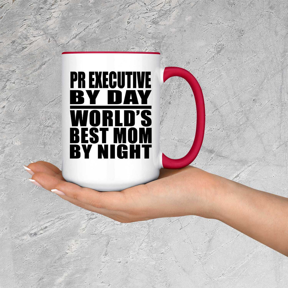 Pr Executive By Day World's Best Mom By Night - 15oz Accent Mug Red