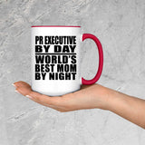 Pr Executive By Day World's Best Mom By Night - 15oz Accent Mug Red