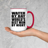 Waiter By Day World's Best Mom By Night - 15oz Accent Mug Red