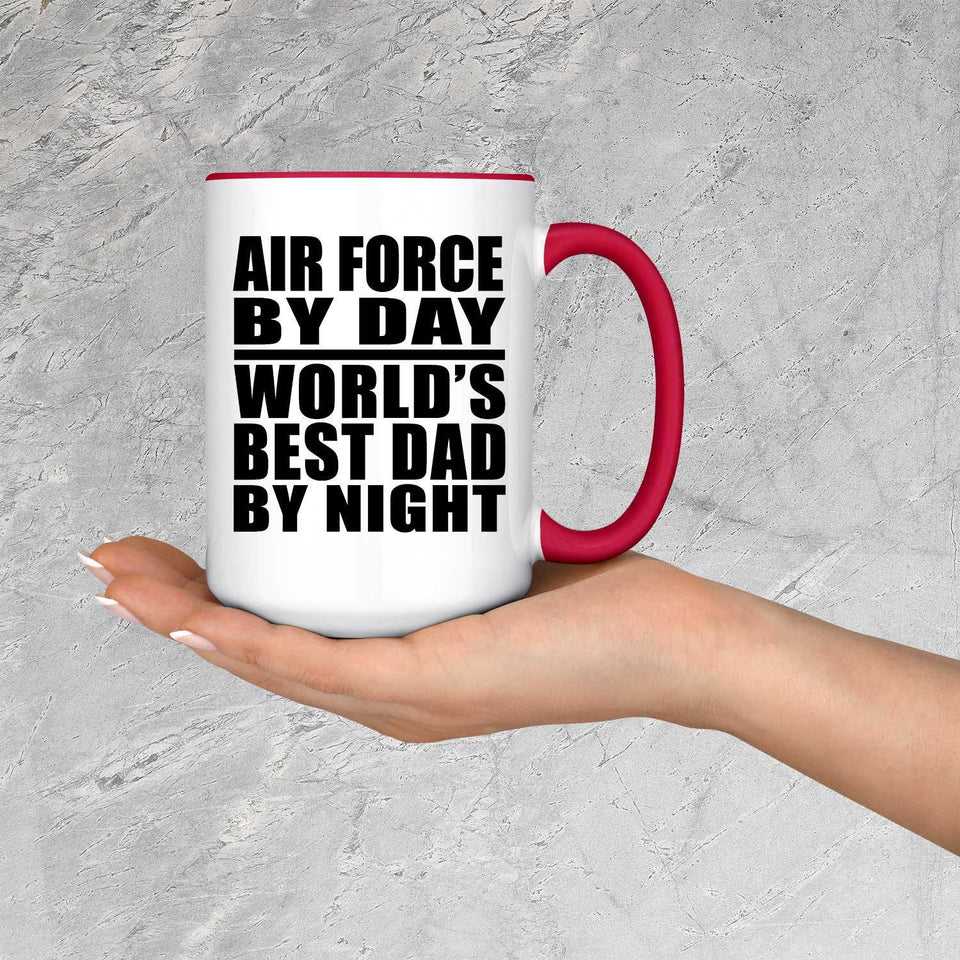 Air Force By Day World's Best Dad By Night - 15oz Accent Mug Red