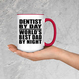 Dentist By Day World's Best Dad By Night - 15oz Accent Mug Red