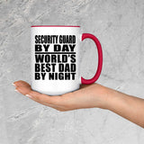 Security Guard By Day World's Best Dad By Night - 15oz Accent Mug Red