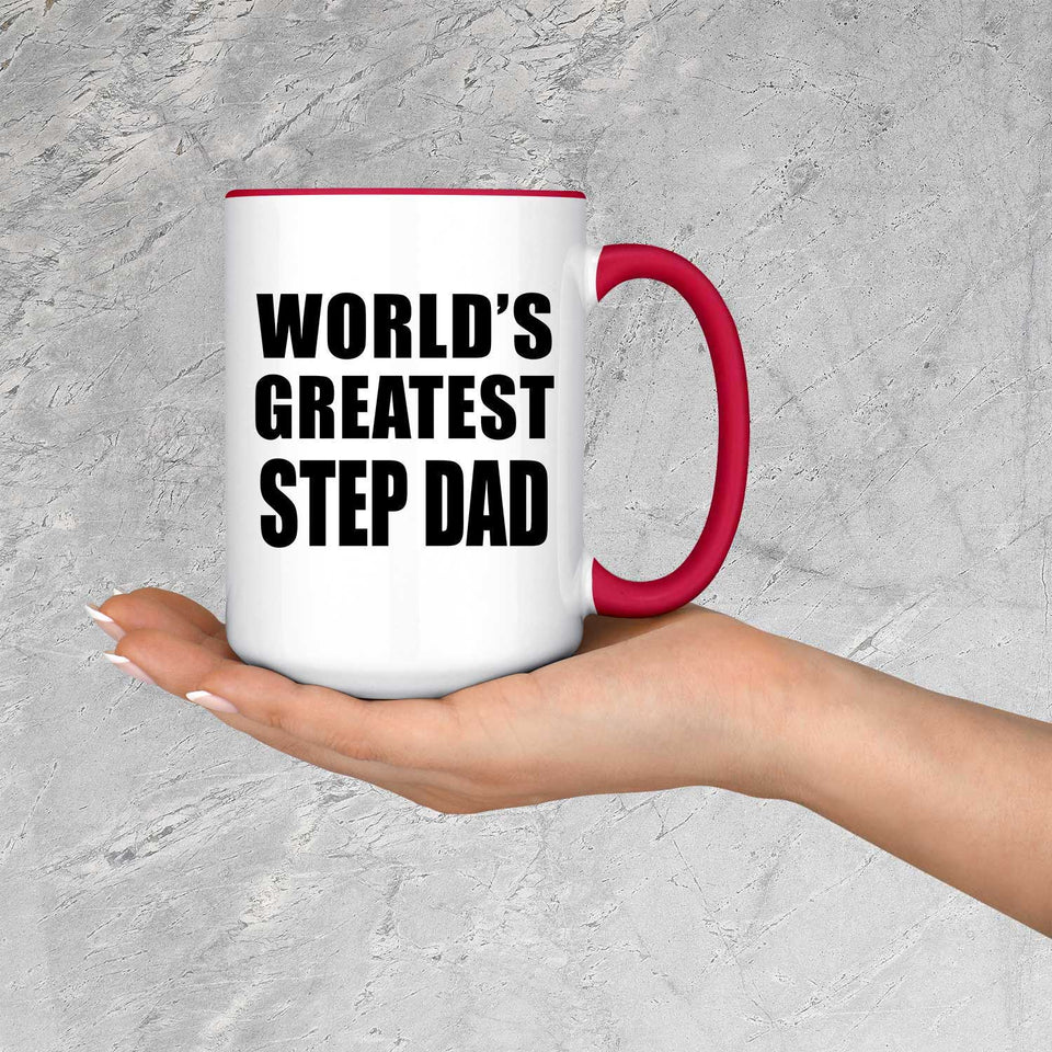 World's Greatest Step Dad - 15oz Accent Mug Red