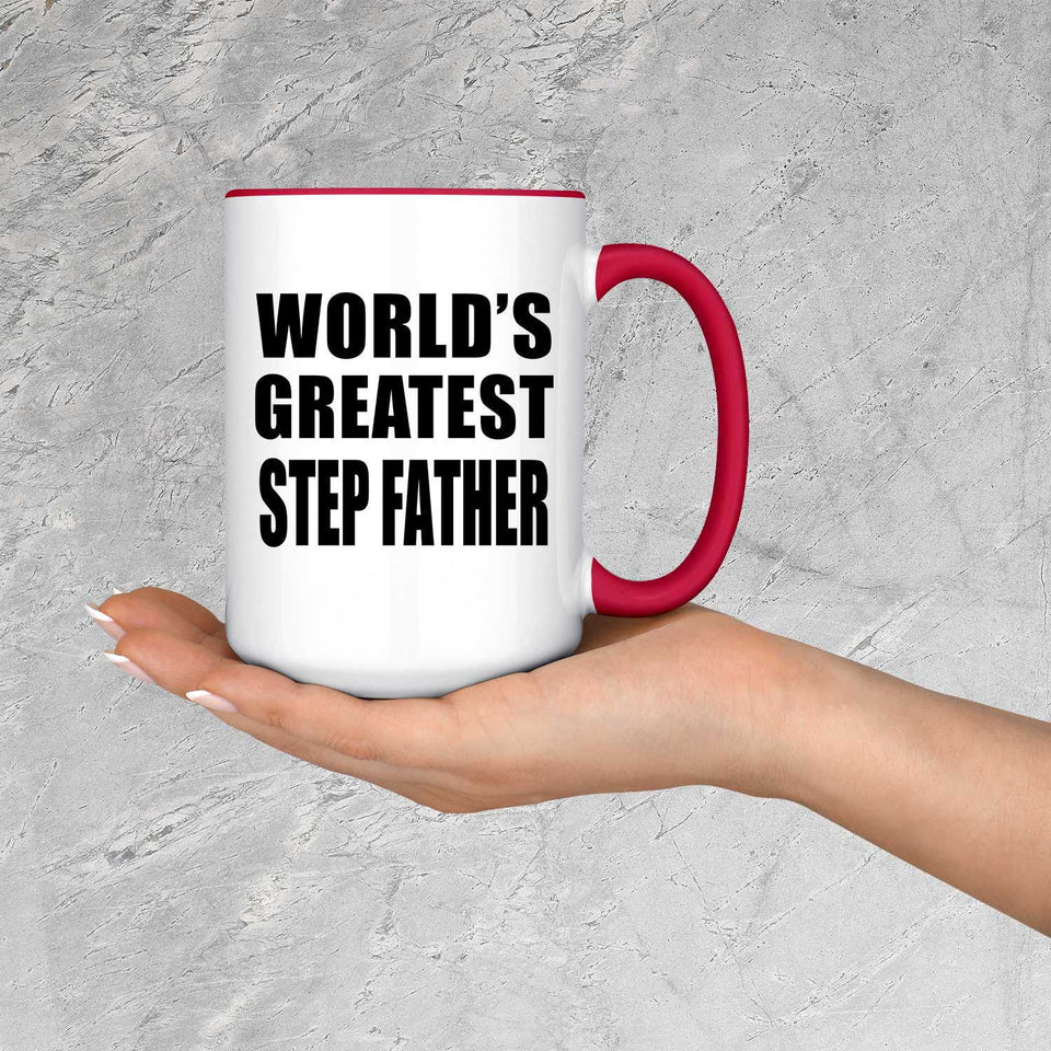World's Greatest Step Father - 15oz Accent Mug Red