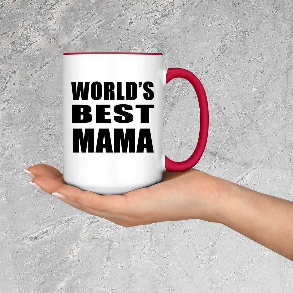 World's Best Mama - 15oz Accent Mug Red