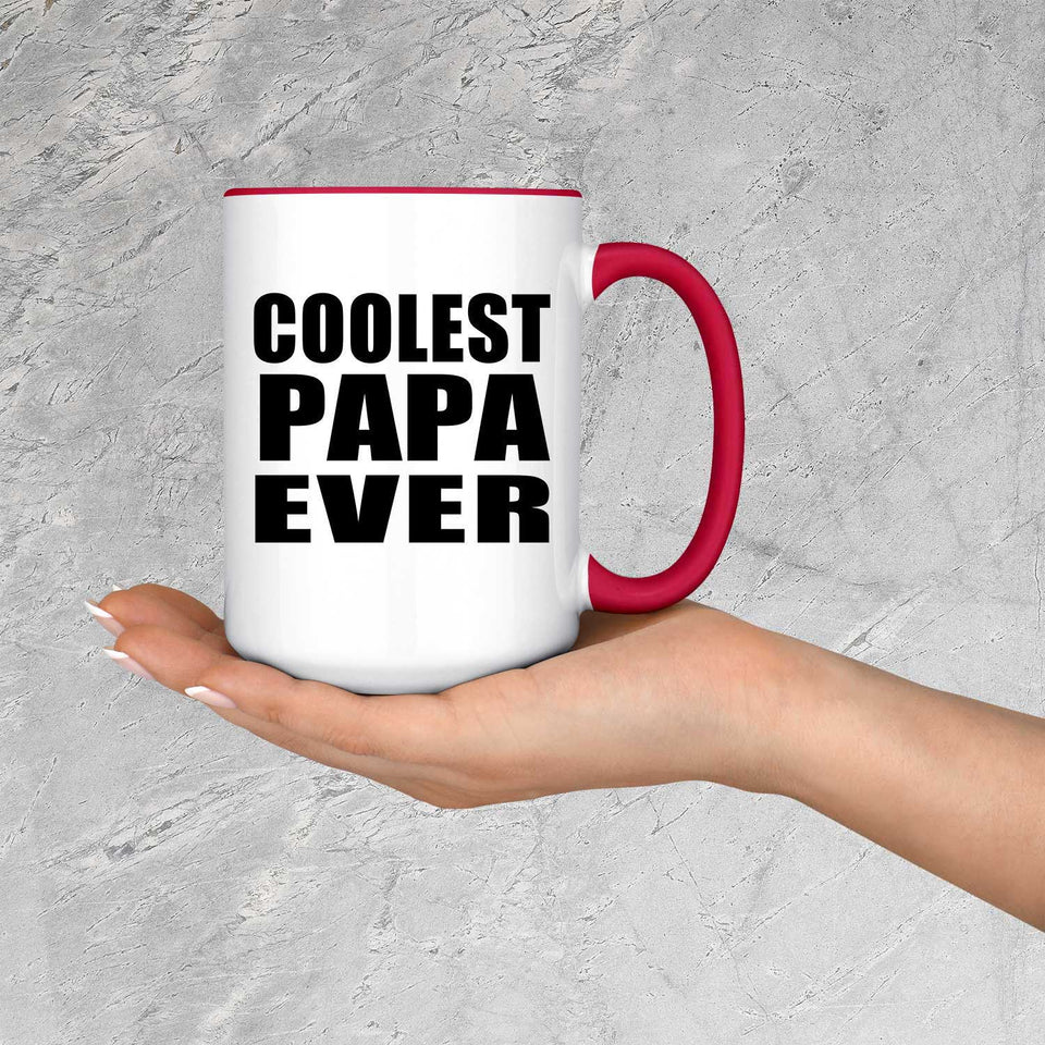 Coolest Papa (Grandpa) Ever - 15oz Accent Mug Red