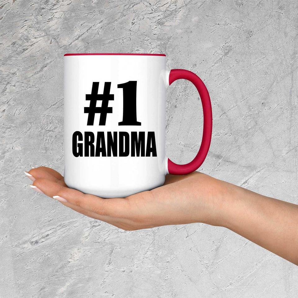 Number One #1 Grandma - 15oz Accent Mug Red