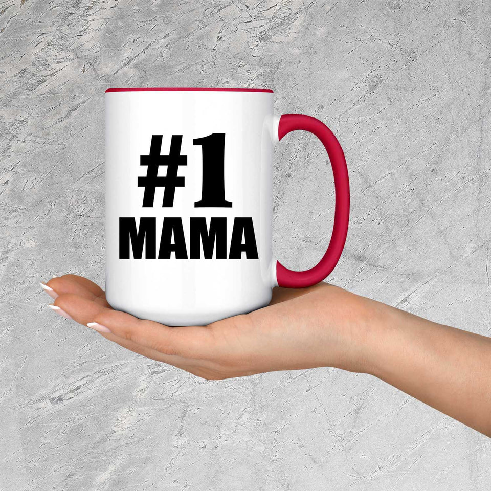 Number One #1 Mama - 15oz Accent Mug Red