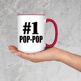 Number One #1 Pop-Pop - 15oz Accent Mug Red