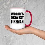 World's Okayest Fireman - 15oz Accent Mug Red