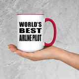 World's Best Airline Pilot - 15oz Accent Mug Red