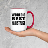 World's Best Hair Stylist - 15oz Accent Mug Red