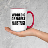 World's Greatest Hair Stylist - 15oz Accent Mug Red