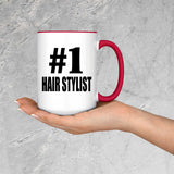 Number One #1 Hair Stylist - 15oz Accent Mug Red