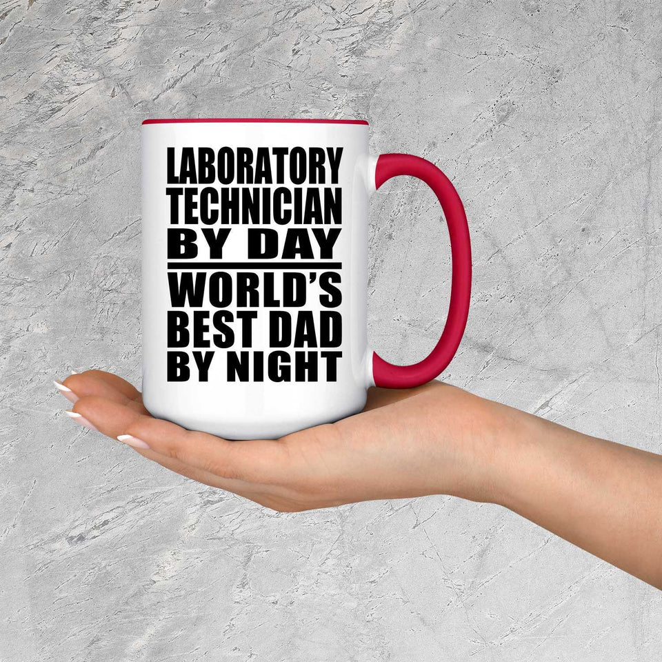 Laboratory Technician By Day World's Best Dad By Night - 15oz Accent Mug Red