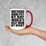 Market Research Analyst By Day World's Best Mom By Night - 15oz Accent Mug Red