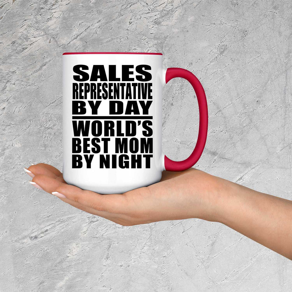 Sales Representative By Day World's Best Mom By Night - 15oz Accent Mug Red