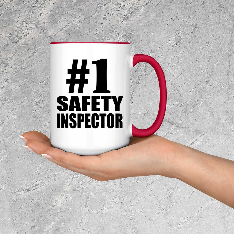 Number One #1 Safety Inspector - 15oz Accent Mug Red
