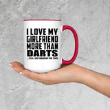I Love My Girlfriend More Than Darts - 15oz Accent Mug Red