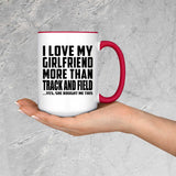 I Love My Girlfriend More Than Track And Field - 15oz Accent Mug Red