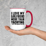 I Love My Girlfriend More Than Yachting - 15oz Accent Mug Red