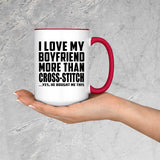I Love My Boyfriend More Than Cross-Stitch - 15oz Accent Mug Red