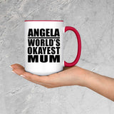 Angela World's Okayest Mum - 15oz Accent Mug Red