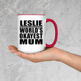 Leslie World's Okayest Mum - 15oz Accent Mug Red