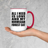 All I Need Is Love And My Norwegian Forest Cat - 15oz Accent Mug Red