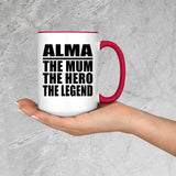 Alma The Mum The Hero The Legend - 15oz Accent Mug Red